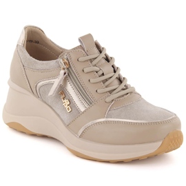 Scarpe con zeppa da donna in pelle beige Filippo DP6434