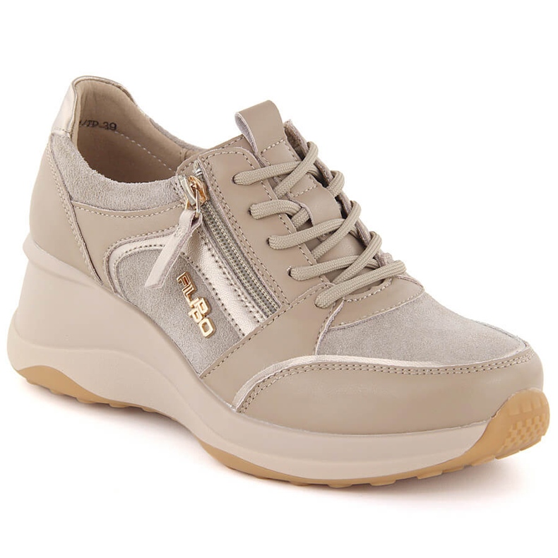 Scarpe con zeppa da donna in pelle beige Filippo DP6434