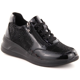 Scarpe con zeppa da donna in pelle nera Filippo DP6352 nero
