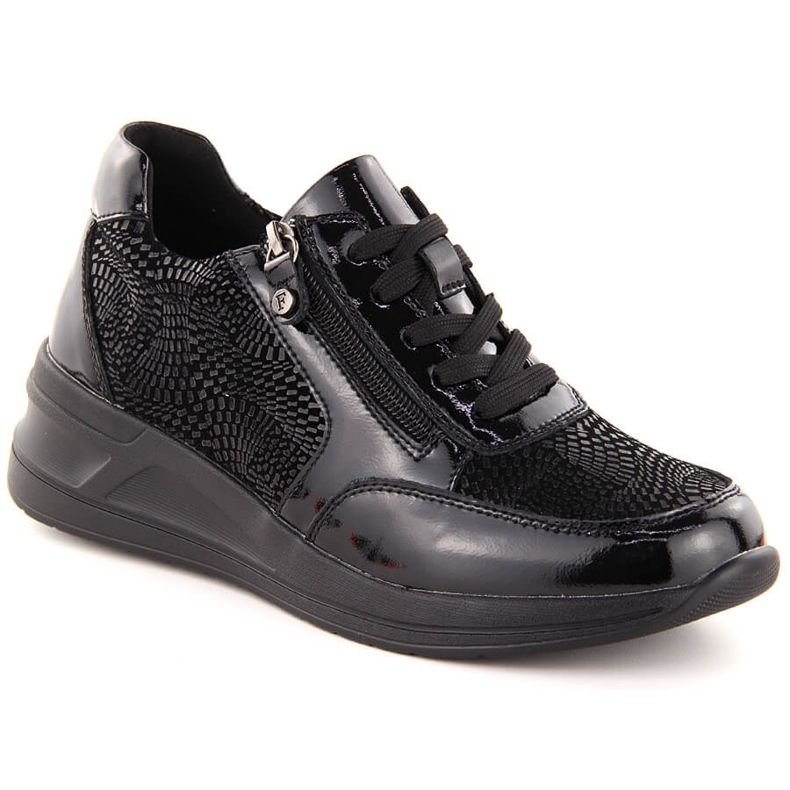 Scarpe con zeppa da donna in pelle nera Filippo DP6352 nero