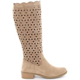 M. DASZYŃSKI Stivali traforati in pelle scamosciata beige M.Daszyński SA198-33