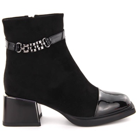 Stivaletti da donna con tacco decorativo nero D&amp;A S.Barski Premium Collection MR880-018
