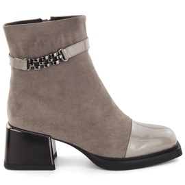 Stivaletti da donna con tacco decorativo D&amp;A S.Barski Premium Collection MR880-018 beige