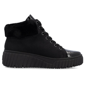 Stivali con zeppa neri da donna impermeabili Rieker N2505-00 nero