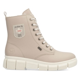 Stivaletti da donna beige impermeabili da lavoro Rieker X3410-20