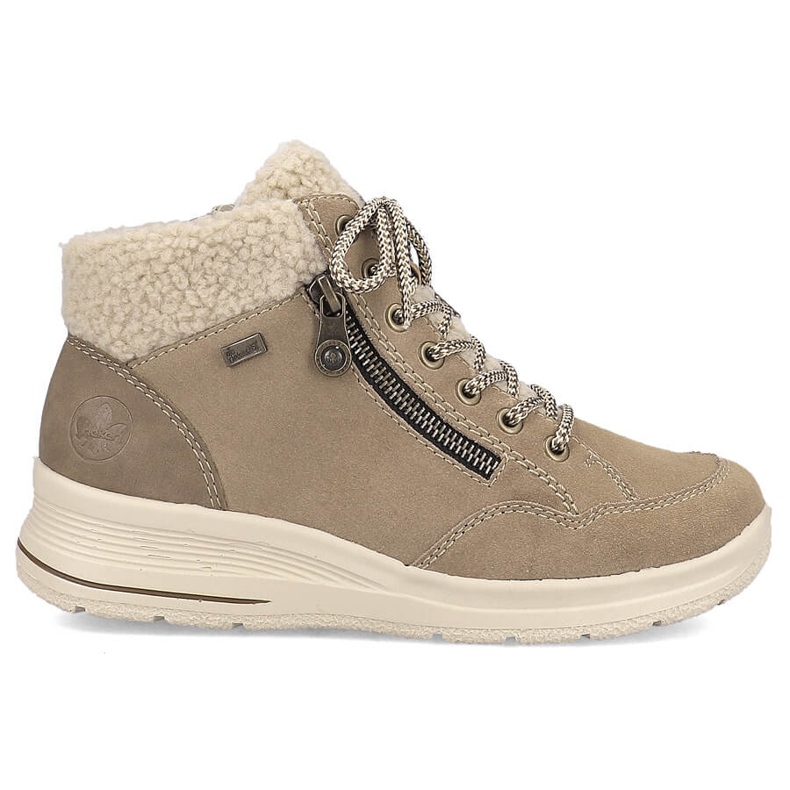 Stivaletti da donna impermeabili in pelle beige Rieker L7701-24