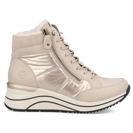 Stivali con zeppa isolanti in pelle da donna, beige Remonte D0T72-60
