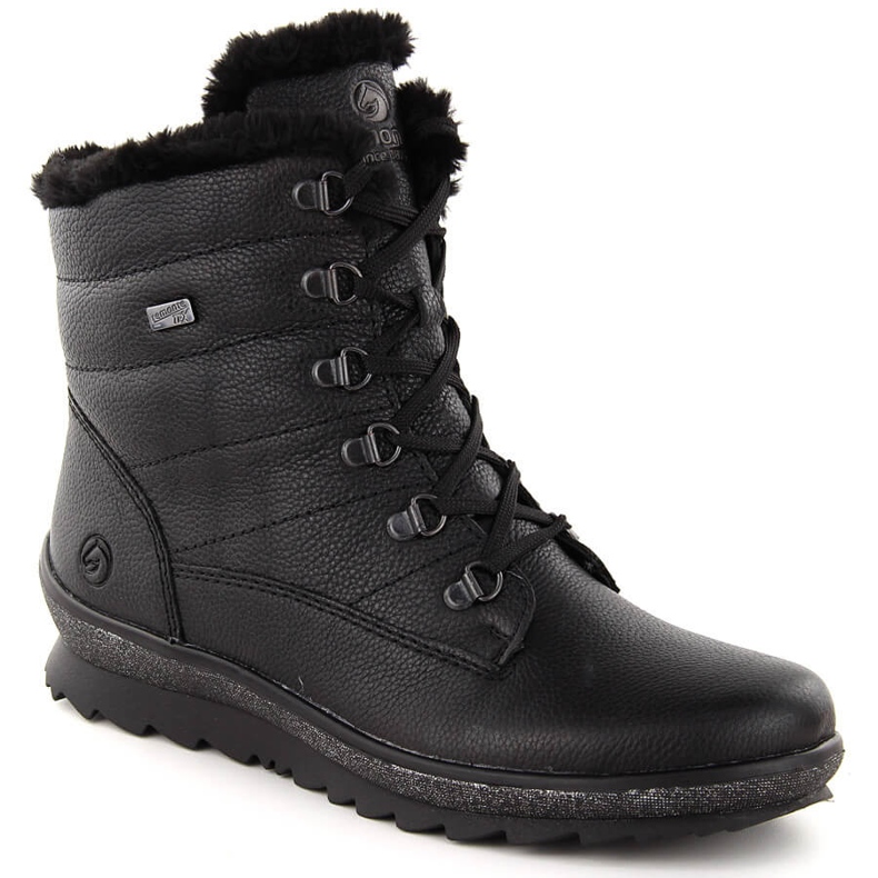 Stivali da donna in pelle nera isolante Remonte R8480-01 nero