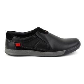 KOMODO Scarpe da uomo, mocassini in pelle 934K, colore nero