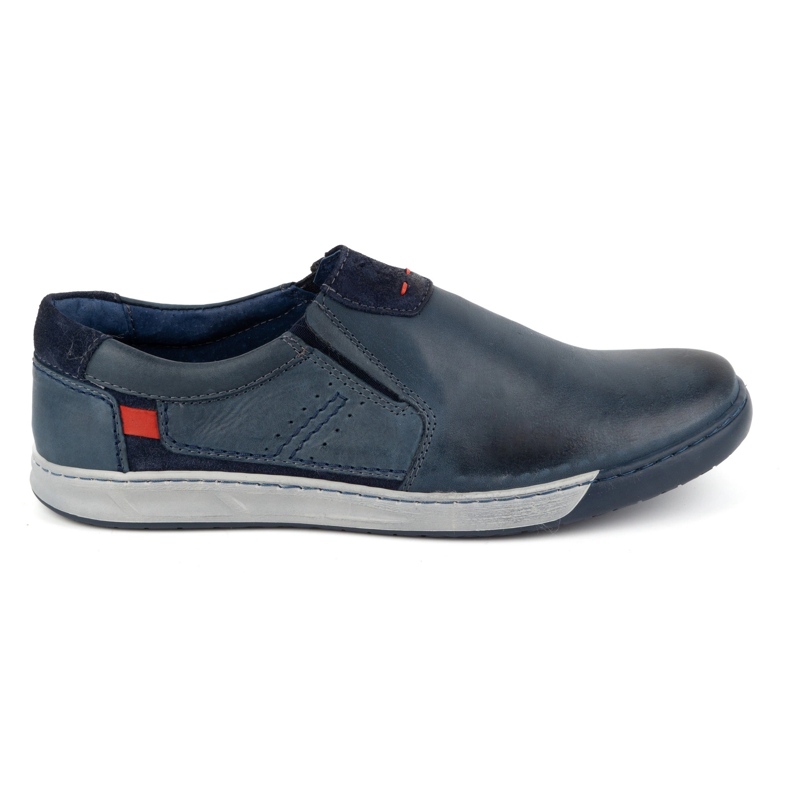 KOMODO Scarpe slip-on da uomo in pelle 934K, blu navy