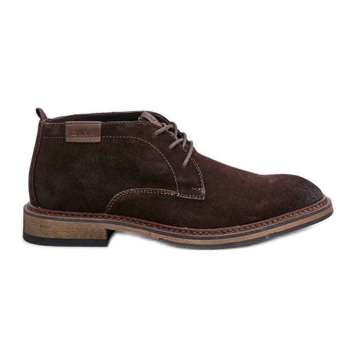 Stivali stringati da uomo in pelle scamosciata Big Star OO174145 Marrone scuro