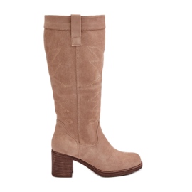 Stivali Sopra il Ginocchio da Donna con Tacco Alto, Erisorae Beige