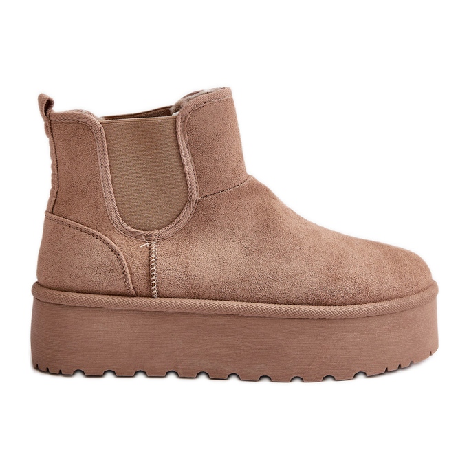 Doposci da Donna con Plateau e Inserti Elastici, Rialine Beige Scuro