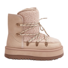 Stivali da neve da donna con plateau e allacciatura, Riaviana beige chiaro