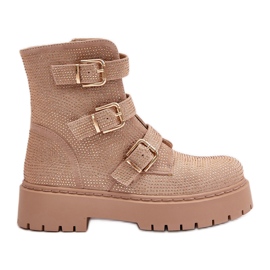 Stivaletti da donna isolanti con decorazione torta beige