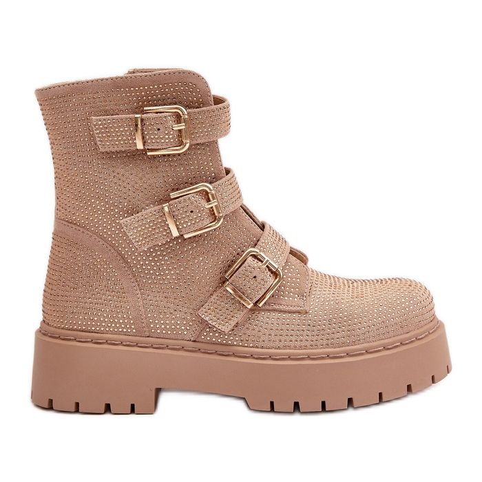 Stivaletti da donna isolanti con decorazione torta beige