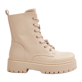 Stivali da lavoro isolati da donna con spille, Beige Avorira