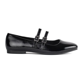 Ballerine in vernice nera con chiusura nero