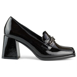 Scarpe eleganti in vernice nera con tacco alto nero