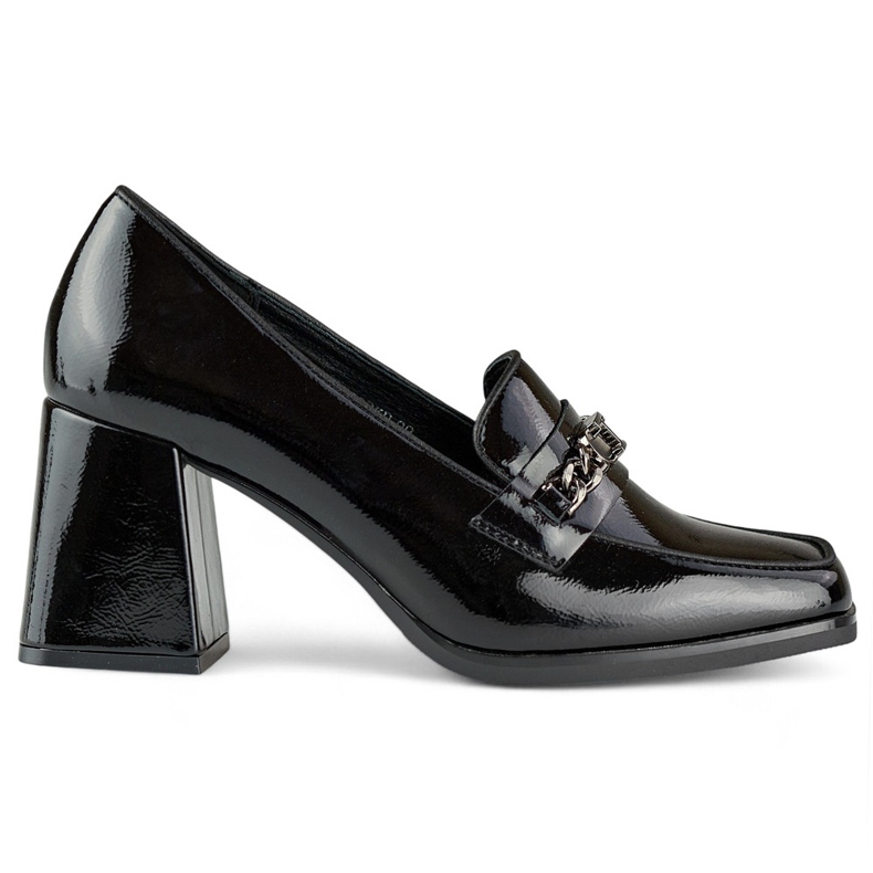 Scarpe eleganti in vernice nera con tacco alto nero