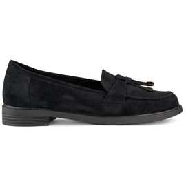 Scarpe in camoscio nero con suola piatta