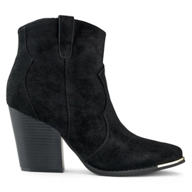 Stivali da cowboy classici neri da donna in pelle scamosciata con tacco alto nero
