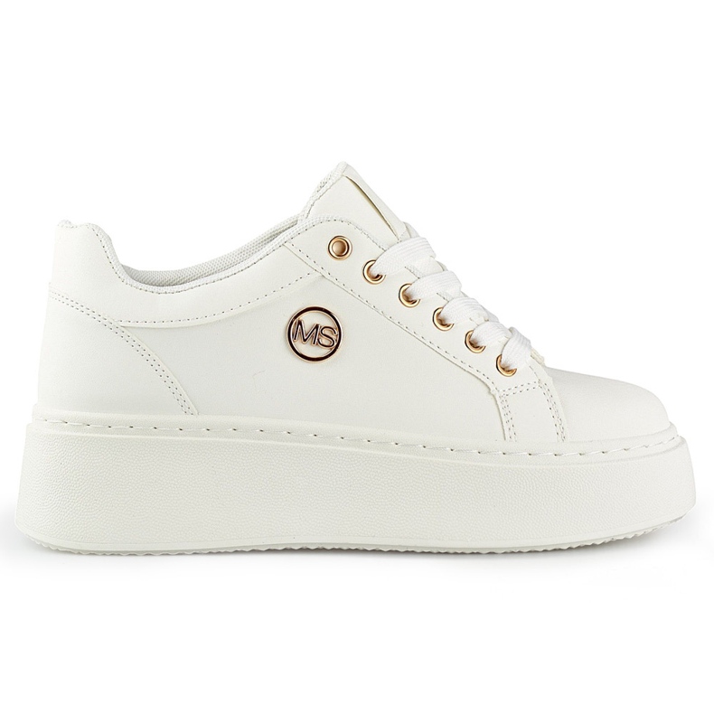 Sneakers bianche da donna con suola spessa bianca