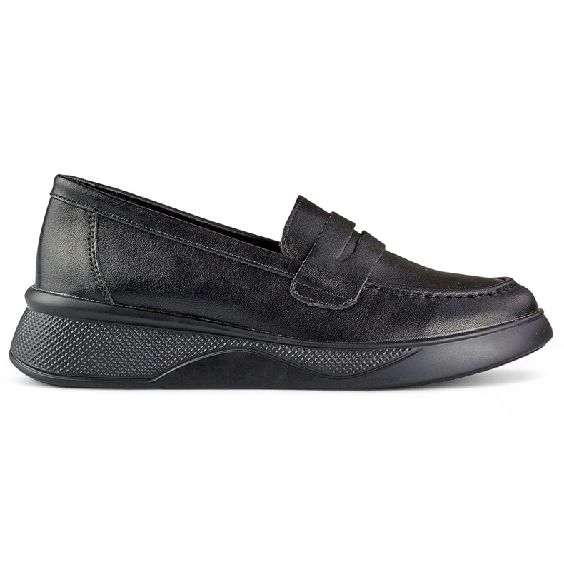 Scarpe da donna classiche nere in pelle su una comoda piattaforma nero