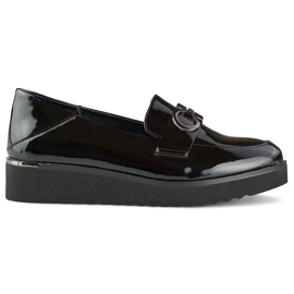 Scarpe da donna in vernice con zeppa bassa, scarpe eleganti nero