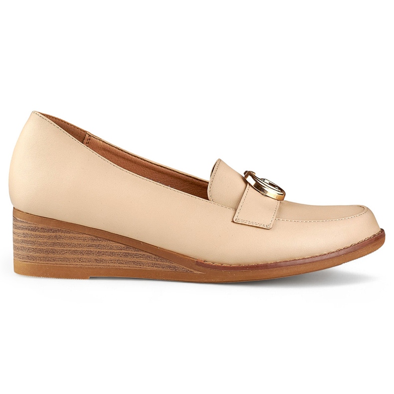 Scarpe da donna beige con zeppa bassa