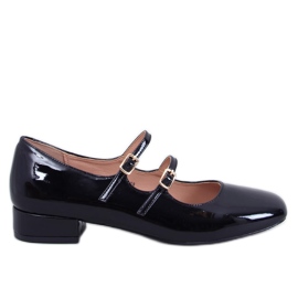 Corigan Ballerine nere con cinturino e tacco alto nero