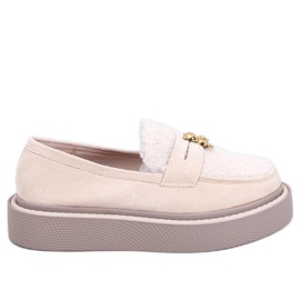 Mocassini Anisha Beige con plateau e shearling