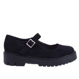 Holmess Ballerine nere con plateau e cinturino nero