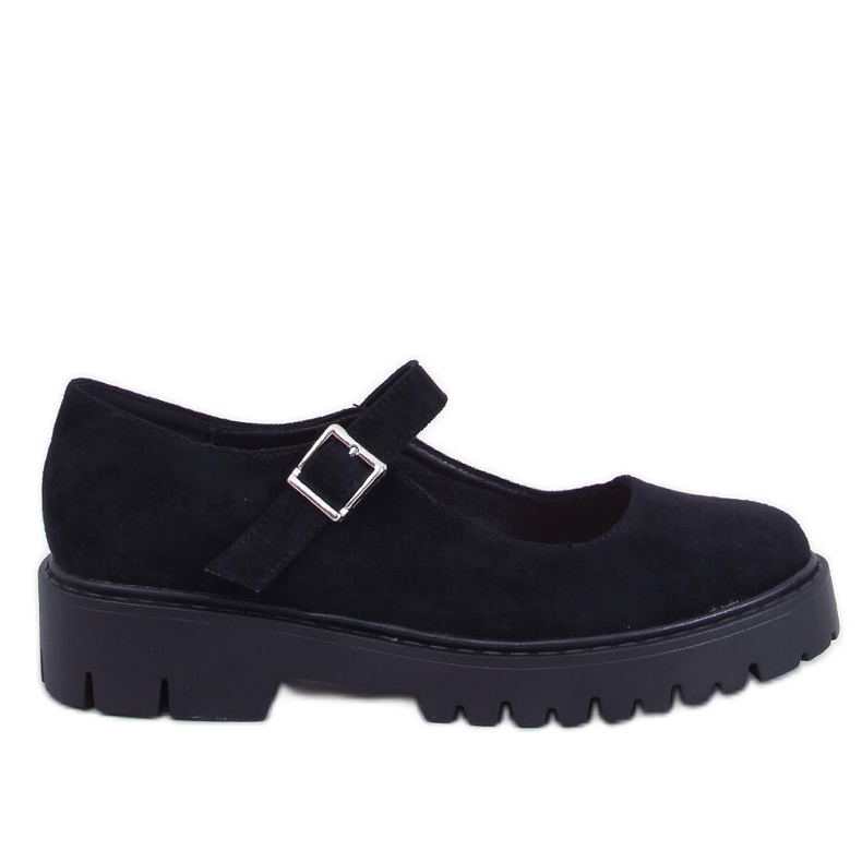 Holmess Ballerine nere con plateau e cinturino nero