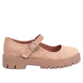 Holmess Ballerine con plateau con cinturino color kaki beige