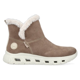 Stivaletti da donna in pelle impermeabile, stivali da neve beige Rieker M6050-64