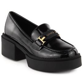 Mocassini da donna in vernice con tacco alto, neri, Vinceza 58313 nero