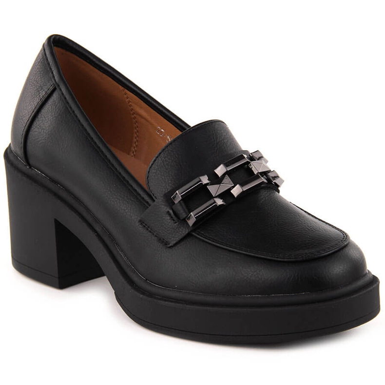 Scarpe nere da donna Vinceza con tacco alto e catena nero
