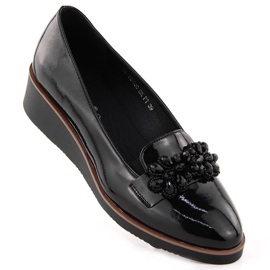 Scarpe da donna in vernice con decorazione, Vinceza nera 58400 nero
