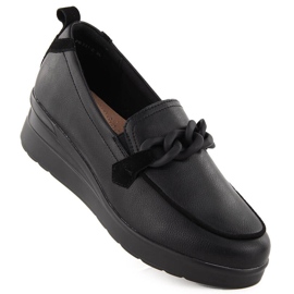 Scarpe da donna in pelle con catena, nere Sergio Leone PB231-S nero