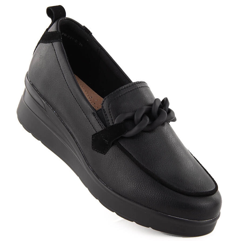Scarpe da donna in pelle con catena, nere Sergio Leone PB231-S nero