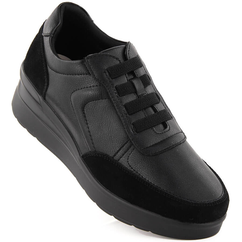 Sneakers con zeppa in pelle da donna, colore nero Sergio Leone PB236-S