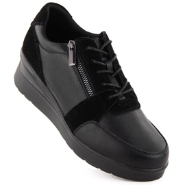 Sneakers con zeppa in pelle da donna, colore nero Sergio Leone PB236-S