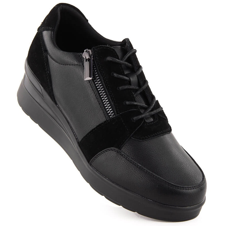 Sneakers con zeppa in pelle da donna, colore nero Sergio Leone PB236-S