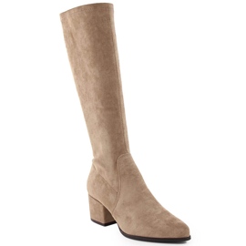 Stivali da donna con tacco in camoscio, beige Sergio Leone KZ212