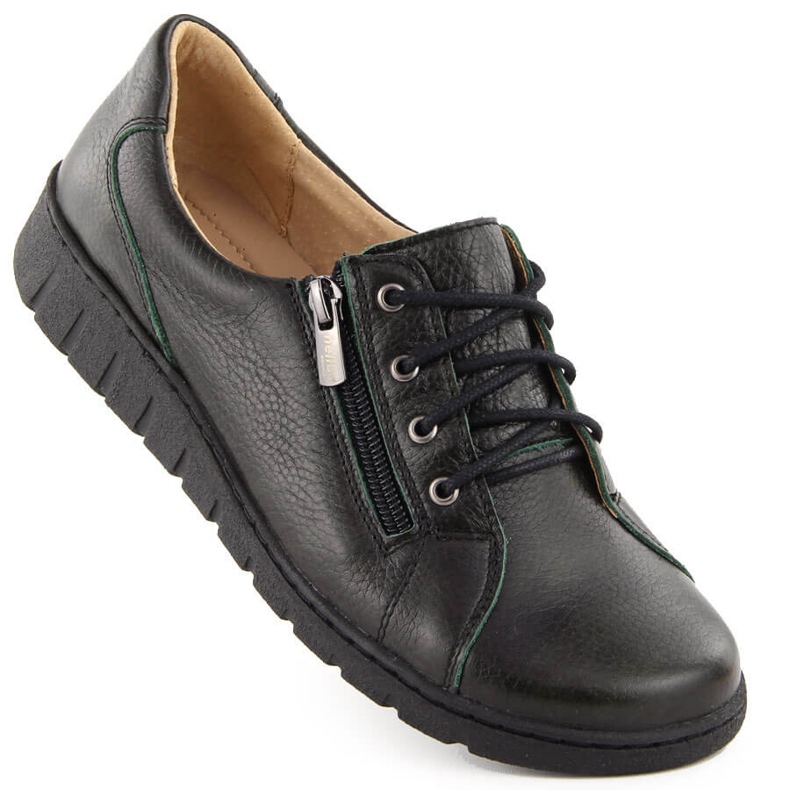 Scarpe comode da donna in pelle, verde Helios 429.567