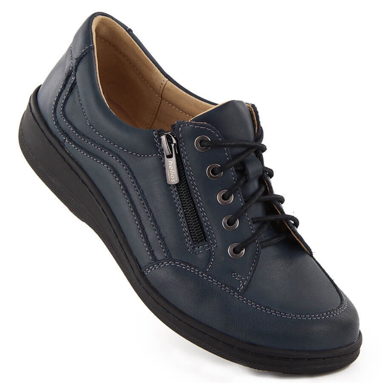 Comode scarpe da donna in pelle, blu navy Helios 411