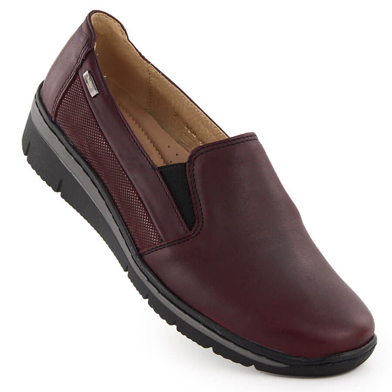 Comode scarpe da donna in pelle ciliegia Helios 350-2 rosso
