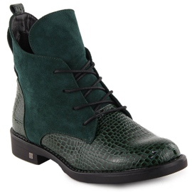 Stivali con tacco piatto da donna, isolanti, verdi Potocki SZ12080 verde