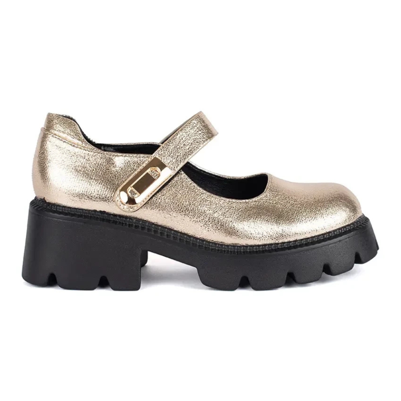 Scarpe con zeppa da donna color oro d'oro